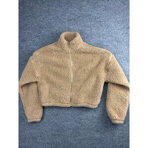 Hollister Jacket Womens XS Sherpa Fleece Zip Up Cropped Teddy Pullover Pockets